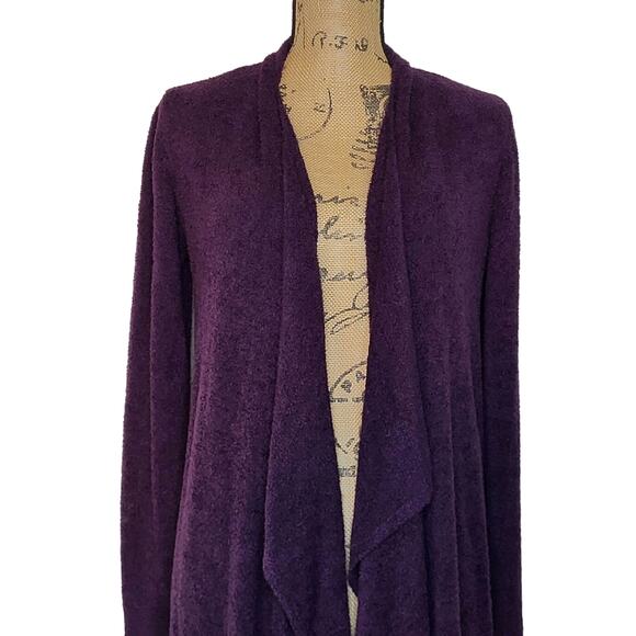 Barefoot Dreams Bamboo Chic Lite 436 Amethyst Purple Long Cardigan Sweatr Sz S-M - Picture 3 of 8